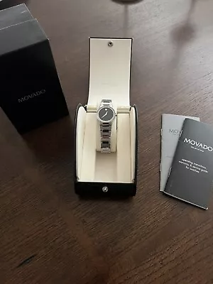 Authentic Movado Ladies Safiro Diamond Case Stainless Steel Watch 0605807 • $600