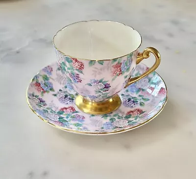 Shelley Ripon Cup Saucer – Purple Summer Glory Chintz Lilak England 13381 • $99