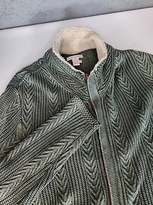 Carbon 2 Cobalt L Full Zip Timberland Cardigan Green Sweater Fisherman Sherpa • $39.99