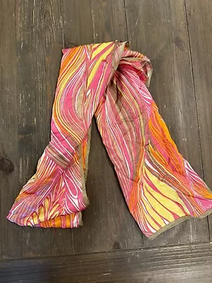 Vintage Echo Silk Scarf 62 X 12 Spring Colors Pink Yellow Orange EUC • $15