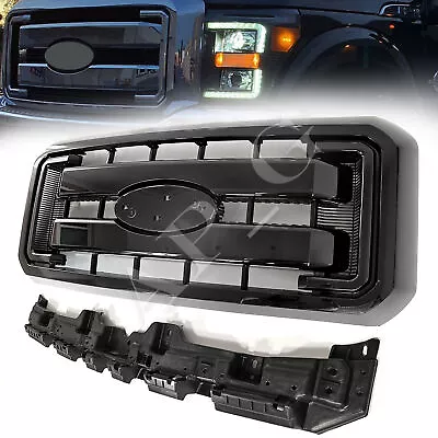 Glossy Black Grill+Reinforcement Mount For 11-16 F250 F350 F450 F550 Super Duty • $455.99