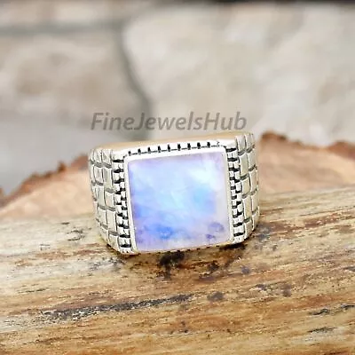 Moonstone Ring 925 Sterling Silver Men's Ring Handmade Ring Gift For Him • £36.92