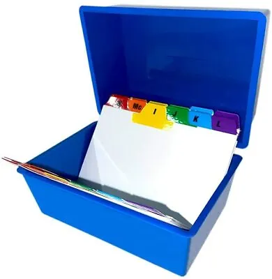 £10.69 • Buy Indigo® Office Index Record Card Box Filing Box With Coloured Guide Cards - BLUE