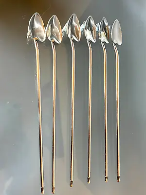 Vintage Silver- Plated Mint Julep Spoon Straws By PM Italy Set Of 6 • $60