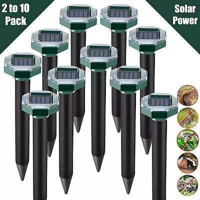 2-10 PCS Animal Repeller Solar Ultrasonic Mole Repellent For Outdoor Garden Lawn • $12.99