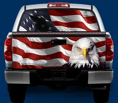 American Flag & Bald Eagle Tailgate & Window Wrap KIT- Truck Vinyl Graphic Decal • $141.50