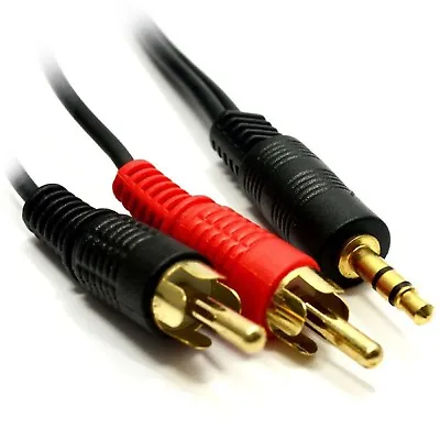 £4.99 • Buy 1M 3M 5M 10M 3.5mm Jack Male To 2 X RCA Male Cable (Twin Phono) Audio Stereo Lot