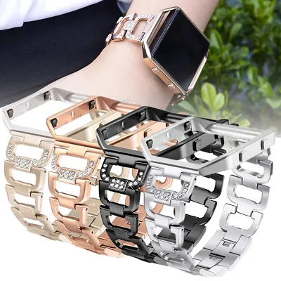 $26.40 • Buy Bling Stainless Steel Metal Watch Genuine Strap Band + Frame For Fitbit Blaze