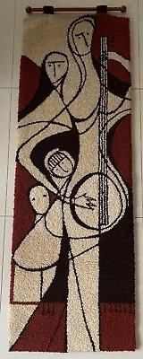 Vintage Wool Musician Wall Hanging Tapestry Mid Century Modern Abstract OOAK • $3500