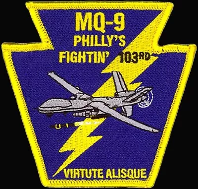 USAF 103rd ATTACK SQ-MQ-9 REAPER- PHILLY’S FIGHTIN’ 103RD- PA ANG-ORIGINAL PATCH • $9.95