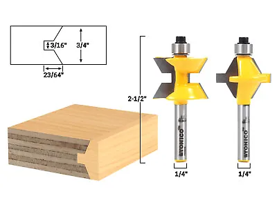 Small 2 Bit Tongue And Groove Edge Banding Router Bit Set - 1/4  Shank - Yonico • $38.95