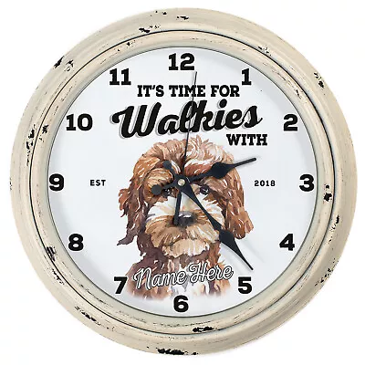 Personalised Kitchen Clock Cockapoo Name Round Wall Hanging Dog Home Gift DC14 • £22.95