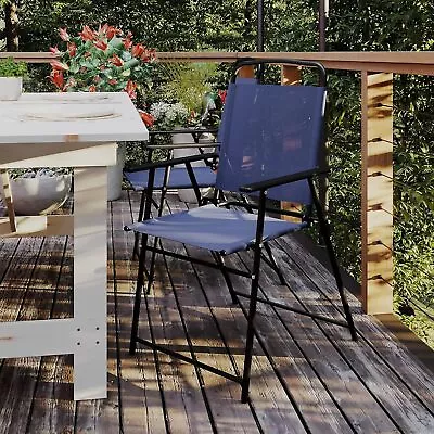 Flash Furniture Mystic Folding Patio Sling Chair With Arms Lawn Chair Navy Blue • $74.32