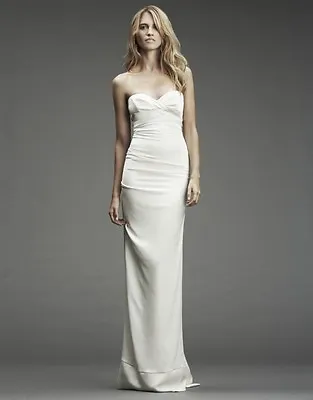 Nicole Miller Camilla Strapless Stretch Bridal Gown Size 10 $795 Dm0020 • $500
