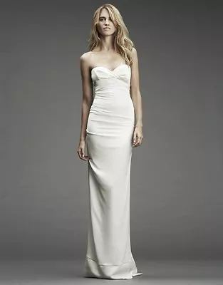 Nicole Miller Camilla Strapless Stretch Bridal Gown Size 2 $795 Dm0020 • $320