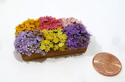 Wilhelmina Dollhouse Miniature Flower Bed With Colorful Flowers & A Butterfly • $48