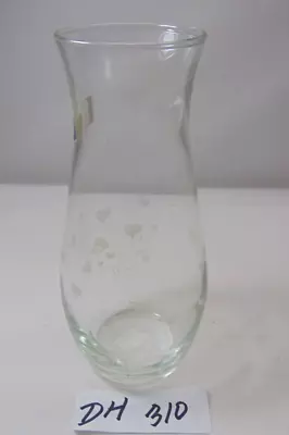 Vintage Pasabahce Etched Glass Vase Made In Turkey With Hearts 7  Tall • $23.99