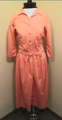 Vintage 1950s Coral Shirtwaist Dress • $65