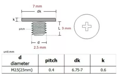 1 Pcs X Screws M2.5x3HP Toshiba Acer Asus Lenovo Dell Laptop Screen Lid Hinge • £2