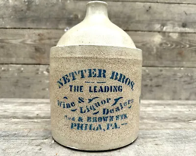 Netter Bros Distilling Philadelphia PA Antique Pre Prohibtion Antique Jug Crock • $495