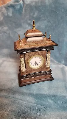 Brass And Marble Mantel Wind-up Clock • $105