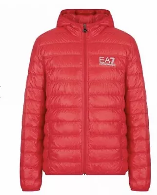 EA7 Men's Core Identity Hooded Packable Down Jacket Red Small • £20