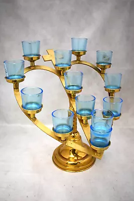 Older Heart Shaped Votive Candle Stand With 12 Glass Cups (CU642) Chalice Co • $449