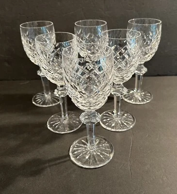 $230 • Buy Waterford Crystal POWERSCOURT Lot Of 6 White Wine Glasses 6 3/8” Exc
