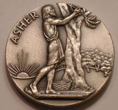 Twelve Tribes Of Israel:  ASHER  2.2 Oz  .999 Fine SILVER MEDAL MACO Medallic • $47