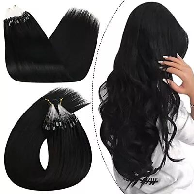 Ugeat Microlink Hair Extensions Black Hair Extensions Real Human Hair Micro L... • $43.82