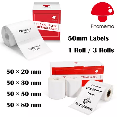 50mm White Square Sticker Label Adhesive Tag Paper For Phomemo M110/M200 Printer • $6.50