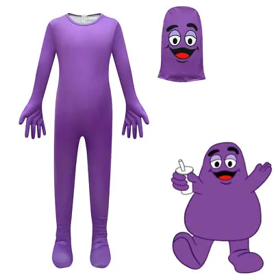New Kids Grimace Shake Cosplay Costume Halloween Cosplay Party Jumpsuit • $51.21