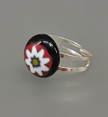 9917073 925er Silver Ring Colorful Ringkopf From Millefiori-Glas Size Flexible • $57.89