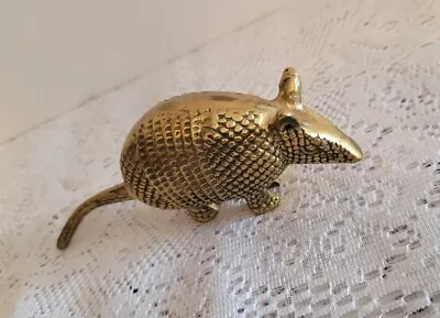 Vintage Solid Brass Armadillo Figurine Paperweight 5 1/2  Length By 2 3/8  Tall • $17.50