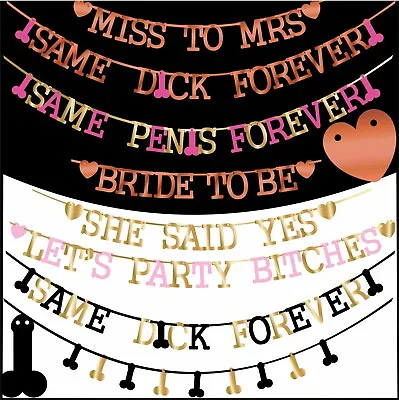 £1.34 • Buy Same Penis Forever Banner Miss To Mrs Bunting Hen Party Wedding Rose Gold Black 