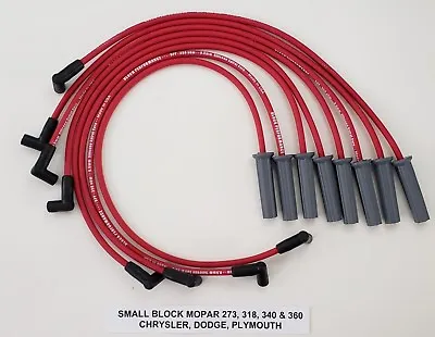 Mopar 8.5mm Spiral Red Hei Spark Plug Wires 318 340 360 Chrysler Dodge Plymouth • $55.95