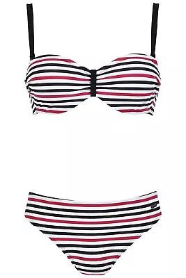 Striped Bikini Set Padded Multiway Underwired Adjustable Straps Bikini Set • £23.99