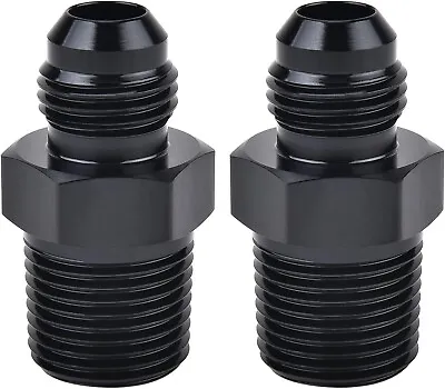 6AN Male Flare To 3/8  NPT Pipe Fitting Adapter Aluminum Straight Black 2PCS • $9.99
