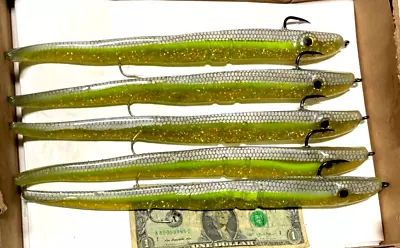 5 Ct. HAND POURED HAND DIPPED Striper 12  Screw Lok Eels Musky Pike Lures Baits • $8