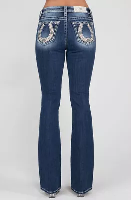 Miss Me Mid-Rise Boot Cut Horseshoe - Ladies Jeans - M9279B • $100