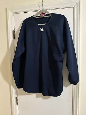 New York Yankees Sweatshirt Mens Large Navy Blue Fleece Majestic Therma Base • $28.50