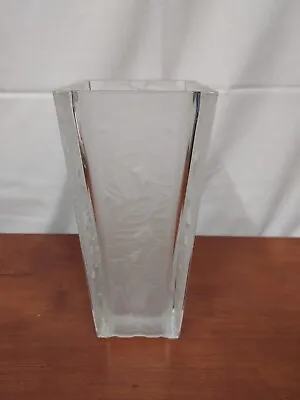 Mikasa GARDEN SPLENDOR Elegant Glass Frosted Satin Crystal 9 1/2  SQUARE VASE • $13.78