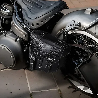 NICECNC Motorcycle Black Leather Swingarm Solo Bag Left Side For Harley Softail • $45.99