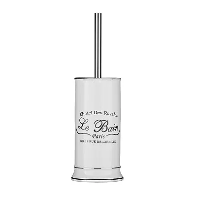 Le Bain White Ceramic Free Standing Toilet Brush And Holder Bathroom Cleaning • £26.25