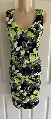 BNWT Michaela Louisa Lime Green White & Black Print Occasion Dress Size UK 12 • £10