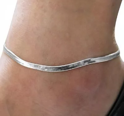 £3.39 • Buy Bohemian Anklet Ankle Chain Silver Or Gold Herringbone Design Beach Bracelet Uk