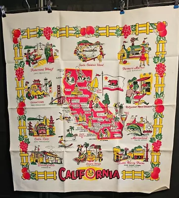 Vintage California State Map Souvenir Cardtable Tablecloth~new • $72