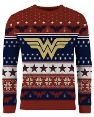 Small 39  Inch Chest Wonder Woman Ugly Christmas Xmas Jumper / Sweater By DC • £33.99