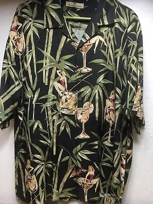 Tommy Bahama Bamboo/Babe Silk Tropical Drink Hawaiian Aloha Luau Shirt Men L#c3 • $30