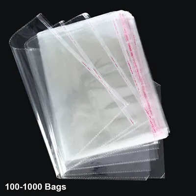 100-1000 Clear Self Adhesive Poly Bags OPP Cellophane Plastic Bags Choose Size • $5.60